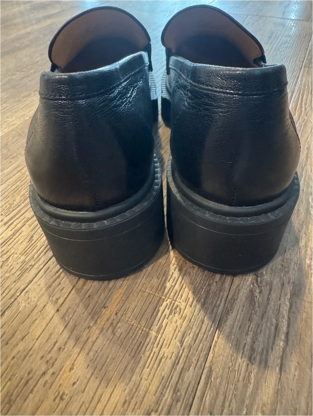 Coach Black Leah Leather Chunky Logo Platform Loafers Sz 9 - Picture 4 of 8